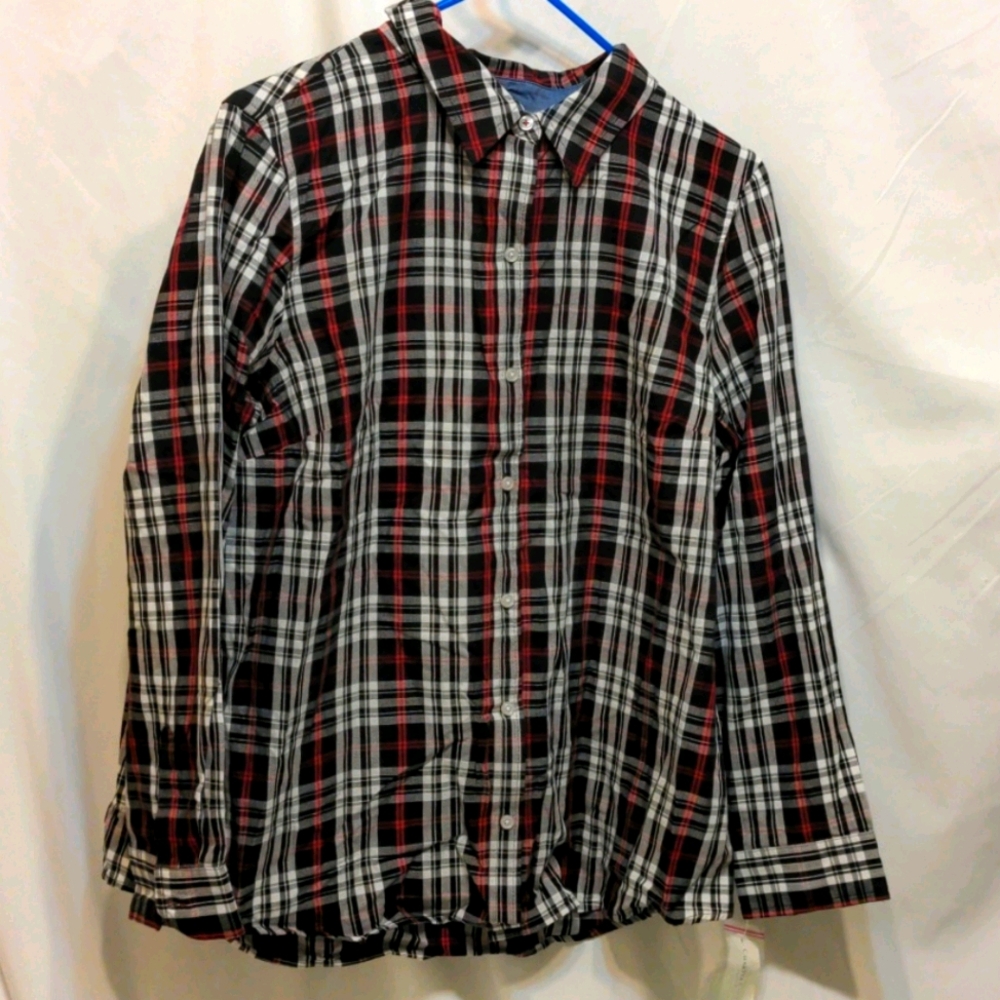 Women's Charter Club western wear plaid shirt button up long sleeves size 16p